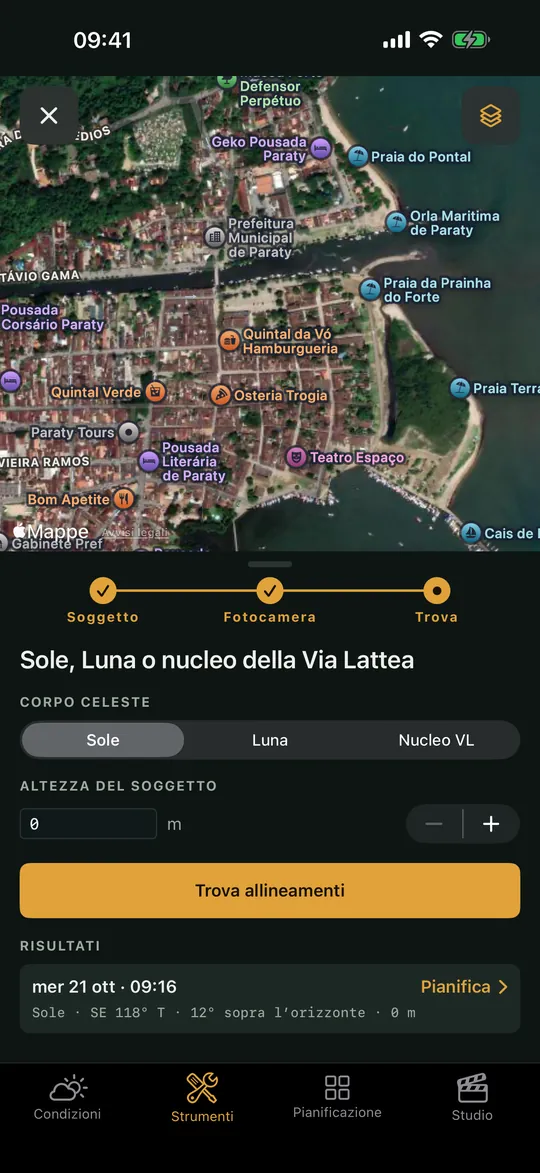 La schermata «Pianificatore di allineamenti» nell’app Viewpoint
