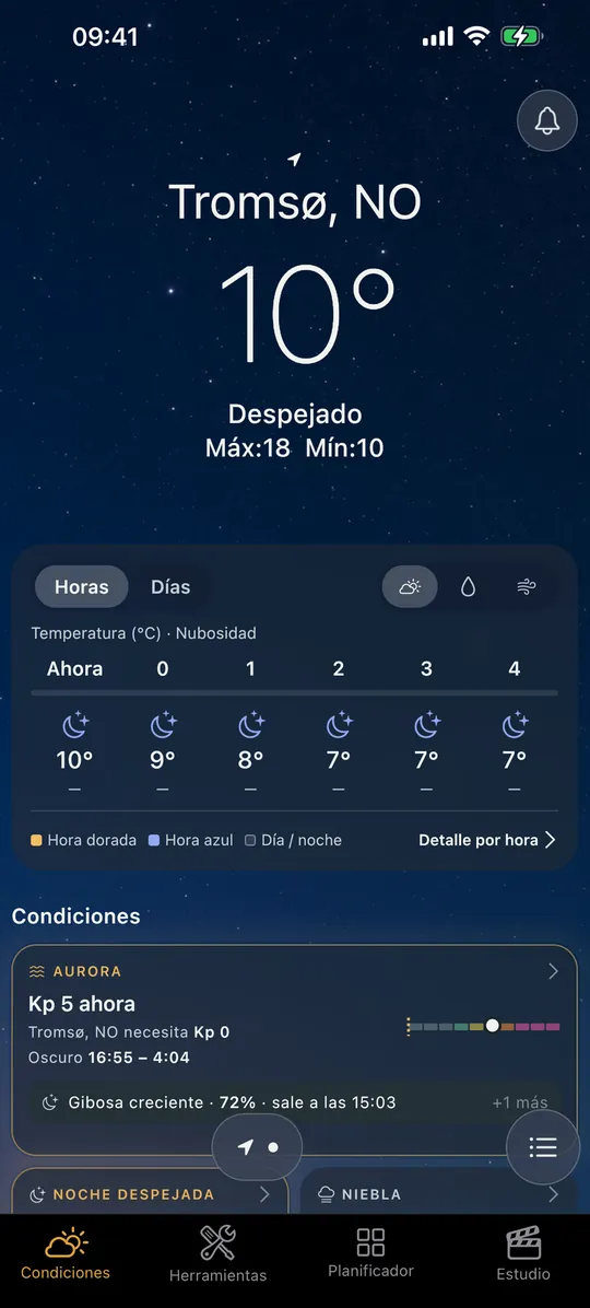 Pantalla «Condiciones» en la app Viewpoint