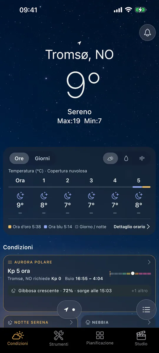 La schermata «Condizioni» nell’app Viewpoint