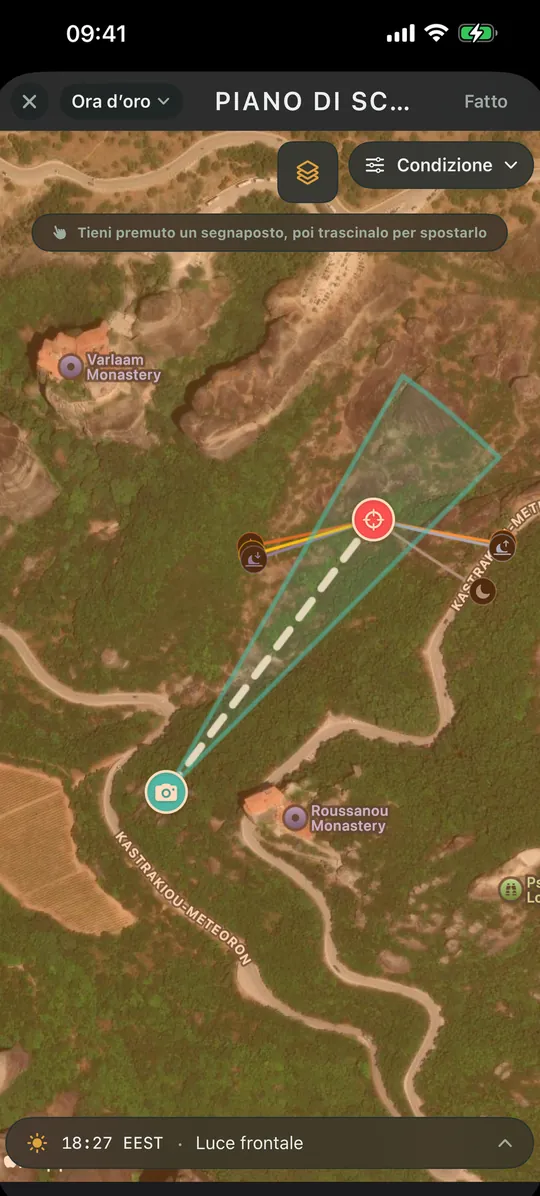 La schermata «Piano di scatto» nell’app Viewpoint