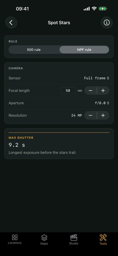 Viewpoint's Spot Stars calculator